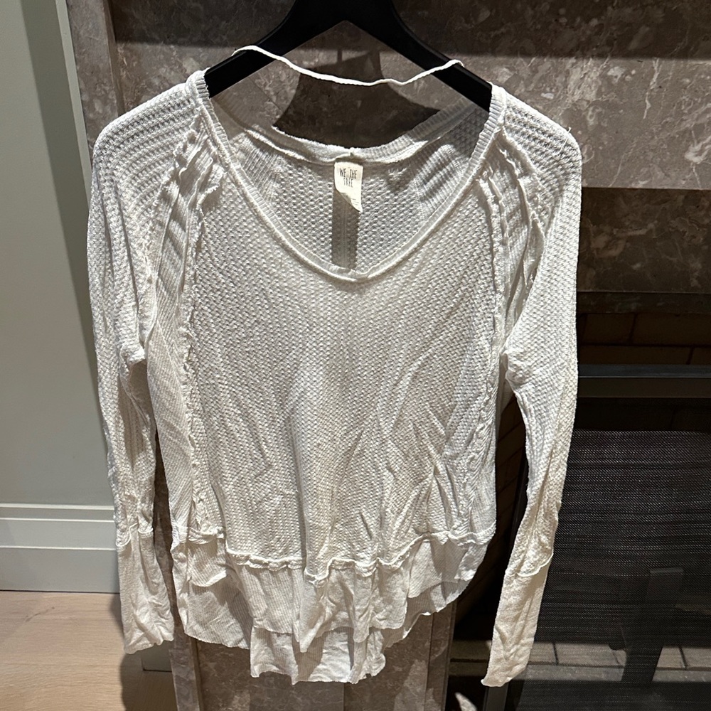 We The Free White Waffle Knit Top
